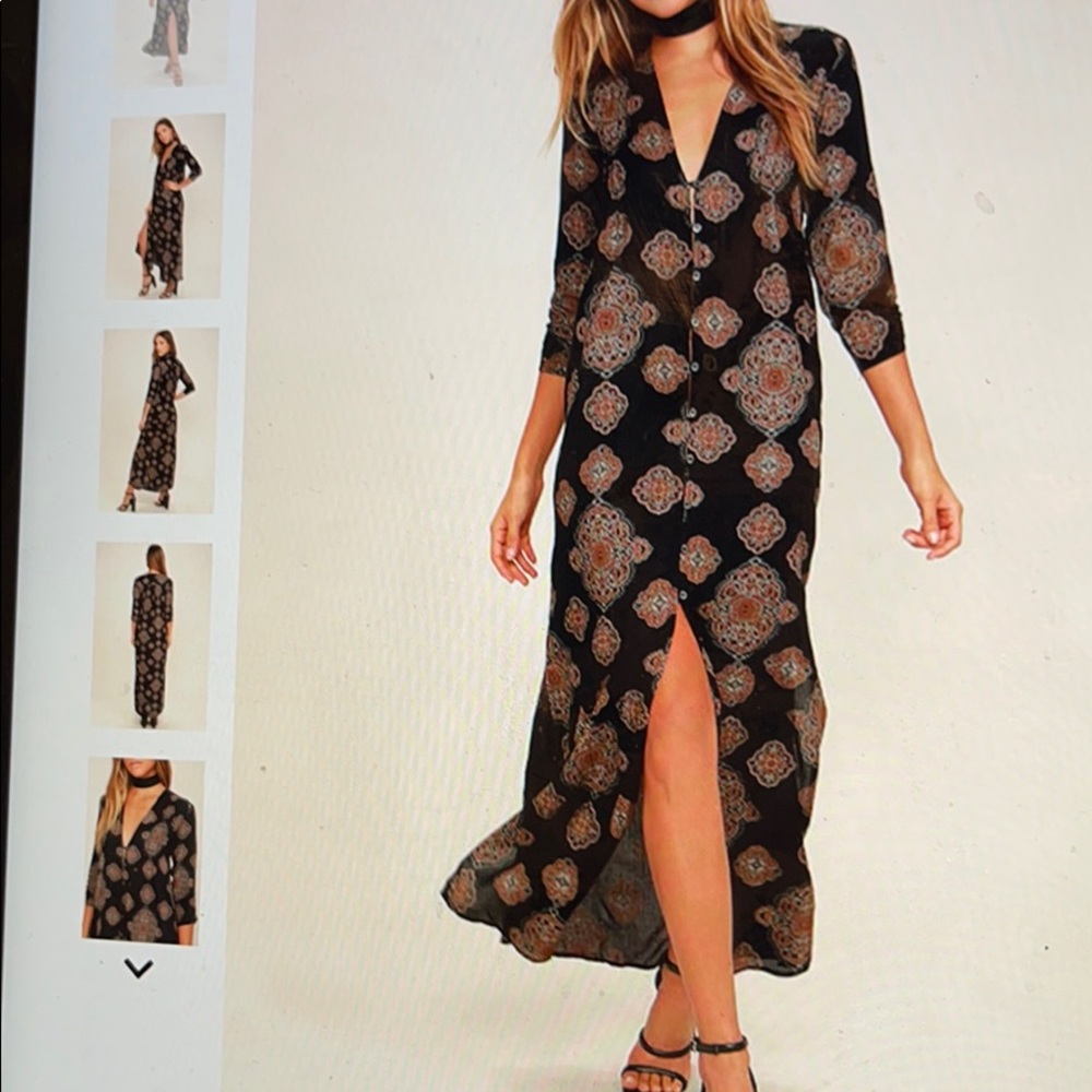 Black print maxi dress
